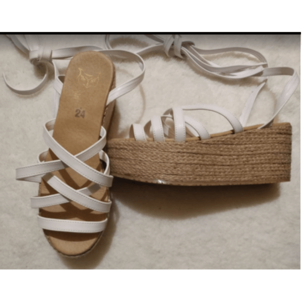 Platform Style Heels for Women in White Color with Straps